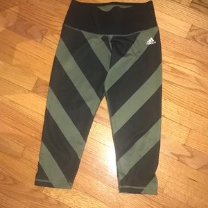 Adidas black and sage capris